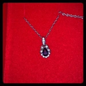 Blue and white sapphire necklace sterling silver
